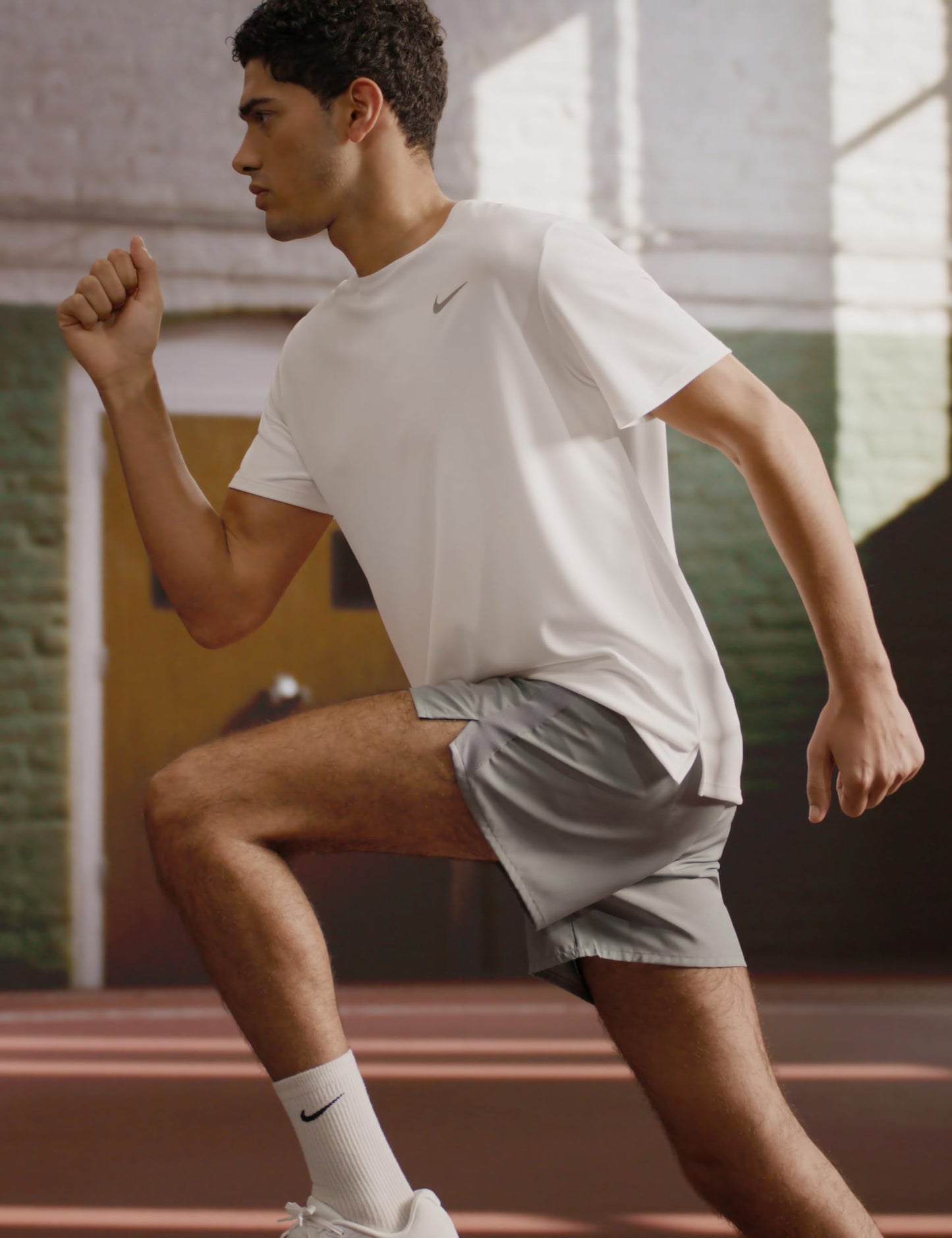 Nike Men's Miler Dri-Fit UV Short-Sleeve Running Top, White/Reflective Silver, Small - Medaid International