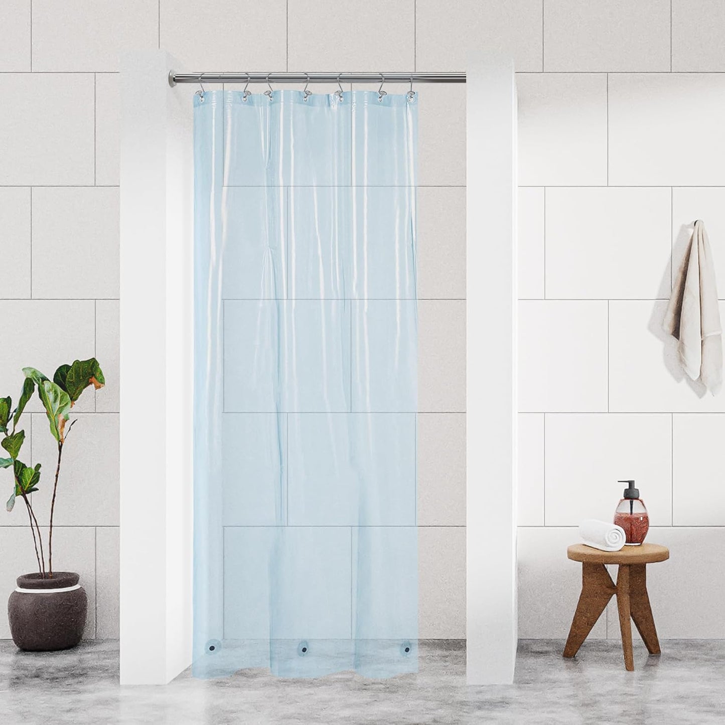 Barossa Design Plastic Shower Liner Clear - Premium PEVA Shower Curtain Liner with Rustproof Grommets and 3 Magnets, Waterproof Cute Lightweight Standard Size Shower Curtains for Bathroom - Clear - Medaid International