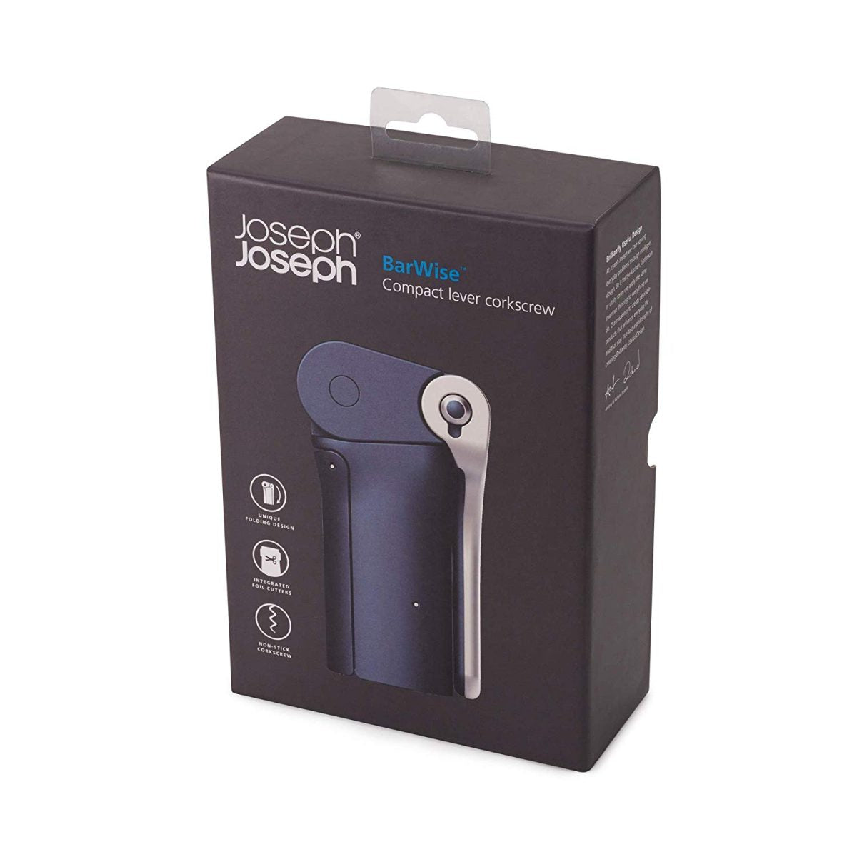 Joseph Joseph BarWise Compact Folding Lever Corkscrew Wine Opener with Foil Cutter, One-size, Blue - Medaid International