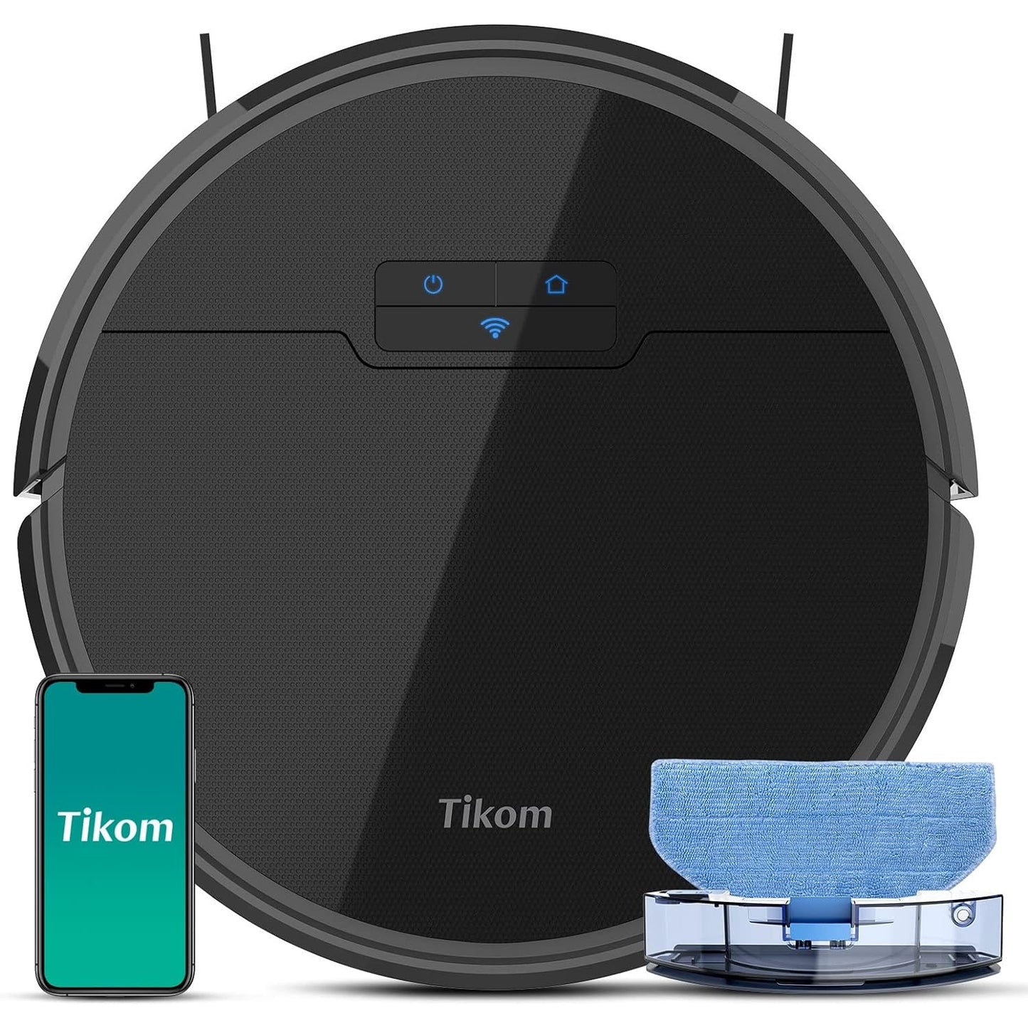 Tikom Robot Vacuum and Mop, G8000 Robot Vacuum Cleaner, 2700Pa Strong Suction, Self-Charging, Good for Hard Floors, Black - Medaid