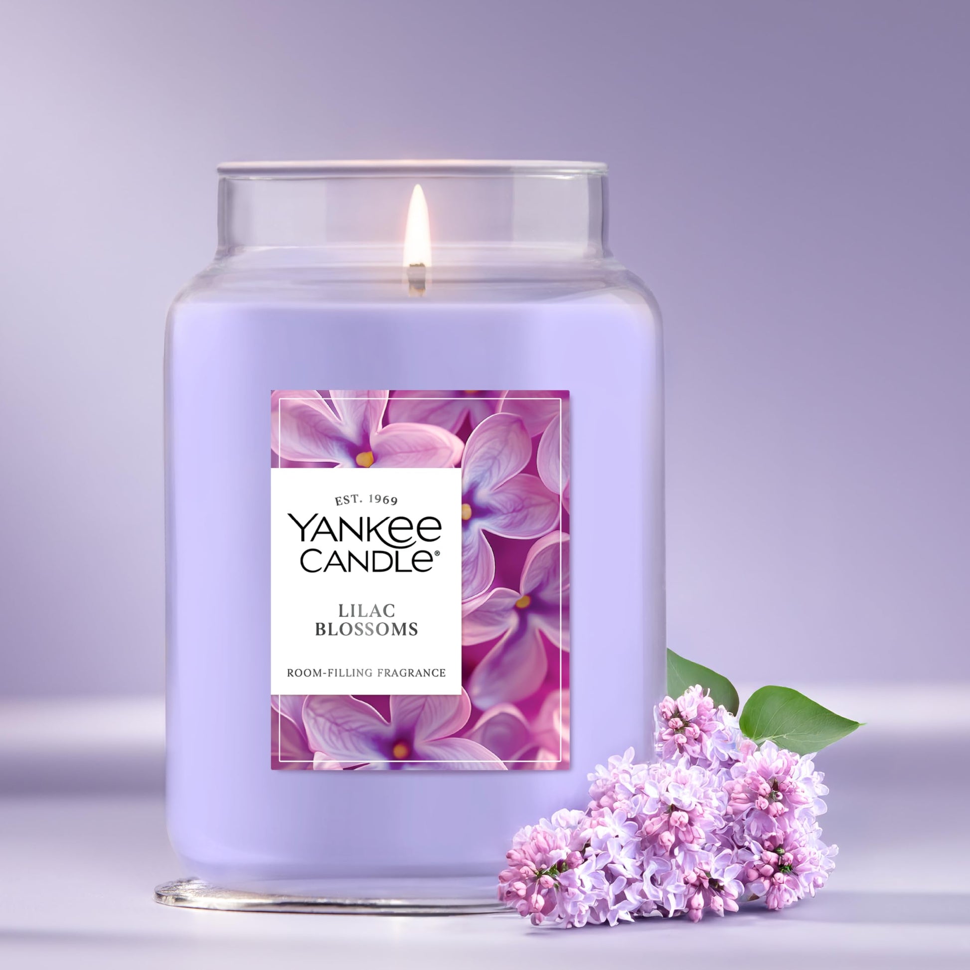Yankee Candle Lilac Blossoms Scented Candle, 22oz Large Jar with up to 150 Hour Burn Time, Giftable, Birthdays - Medaid International