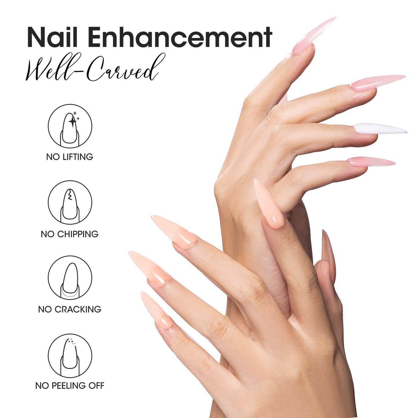 Gellen Professional Extension Poly Gel Soak Off UV Builder Gel Set Acrylic Nail Kit, DIY Home Gel Manicure (15ml, 4 Colors), Peach Clear Pink Lavender - Medaid International