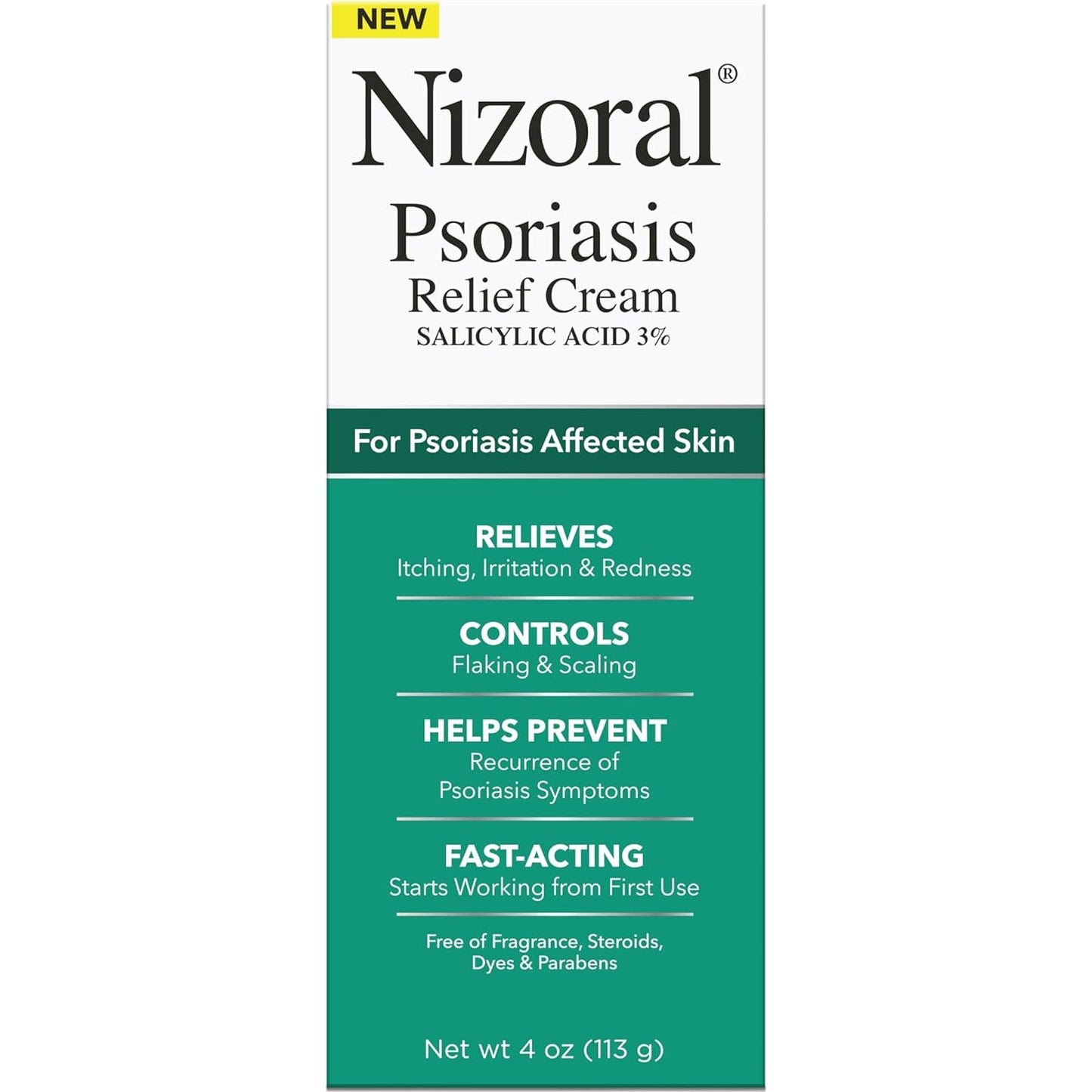 Nizoral Psoriasis Relief Cream- Relieves Itching, Irritation & Redness and Controls Flaking and Scaling with Maximum Strength Medicine (Salicylic Acid 3%), 4 Fl Oz - Medaid International