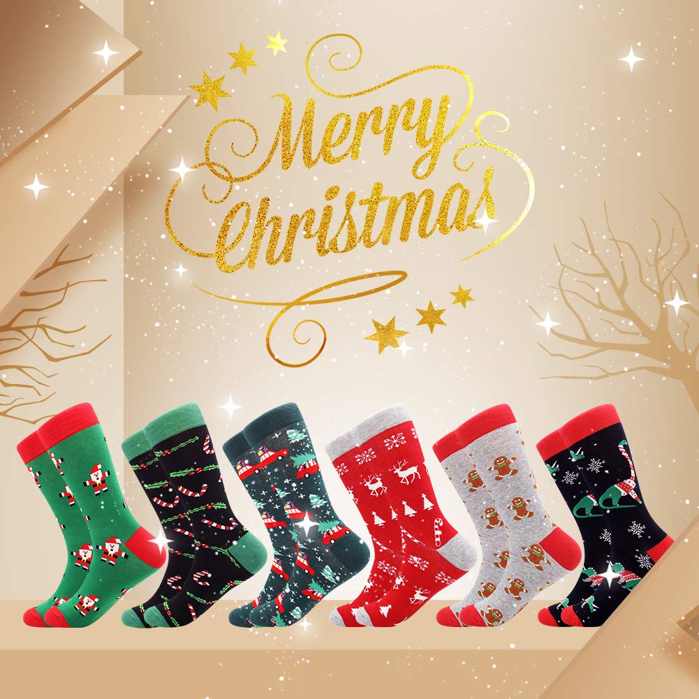 BISOUSOX Mens Christmas Socks Crazy Funny Dress Colorful Novelty Warm Winter Socks Christmas Gifts for Men Women - Medaid International