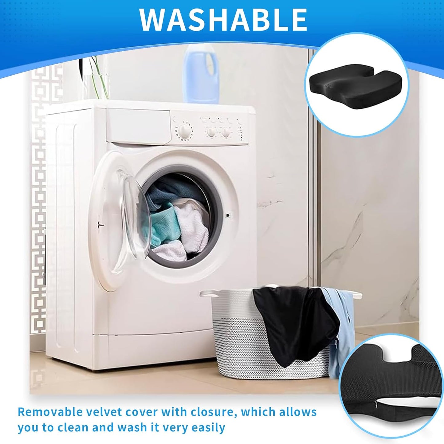 Seat Cushion Non-Slip Desk Chair Cushion Back, Coccyx, Sciatica, Tailbone Pain Relief Butt Pillow - Medaid International