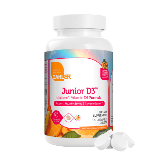 Zahler Junior D3 Vitamins 1000 IU - for Kids - Vitamin D for Kids to Support Bone, Teeth & Immune Health - Kosher Orange Flavor - 120 Count. - Medaid International