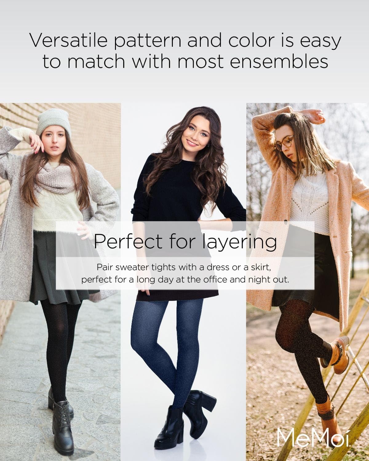 MeMoi Toronto Cable Cotton Tights for Women, Cozy and Breathable Warm Sweater Tights - Sizes S to XL, Winter White, Medium/Large - Medaid International