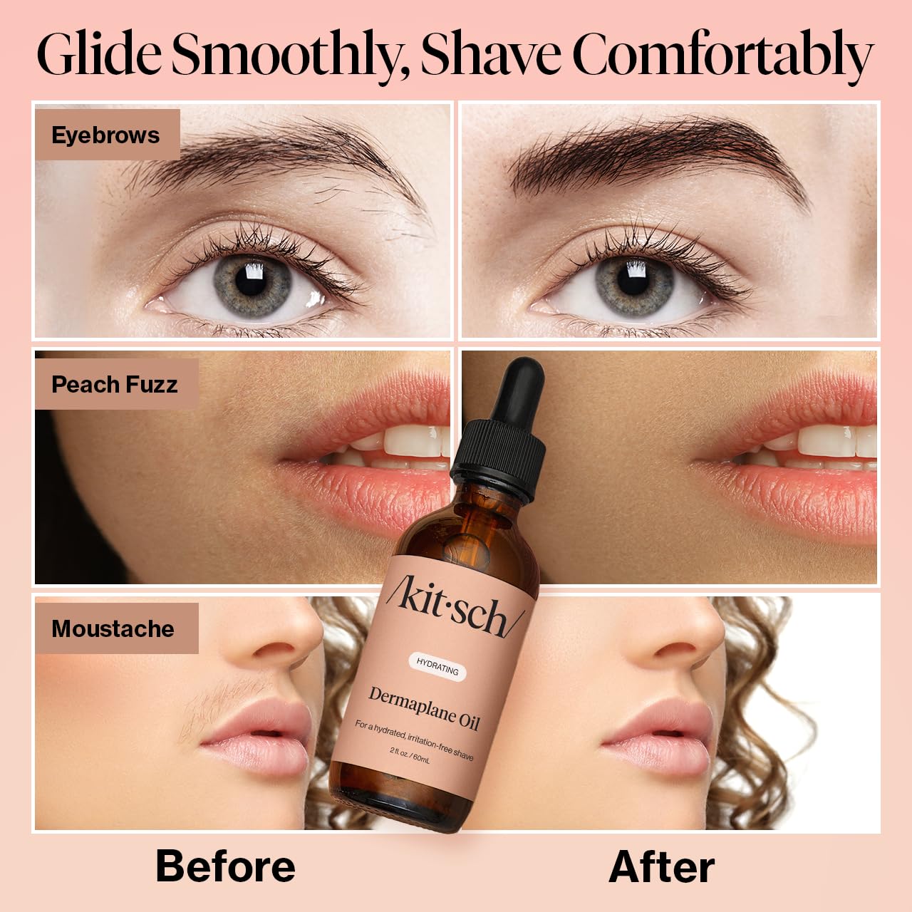Kitsch Dermaplane Face Oil with Jojoba & Argan Oil β Hydrating Facial Formula for Dermaplaning Tool, Gua Sha & Razor Use β Irritation-Free Shave Oil for Soft, Radiant Skin β 2oz - Medaid International