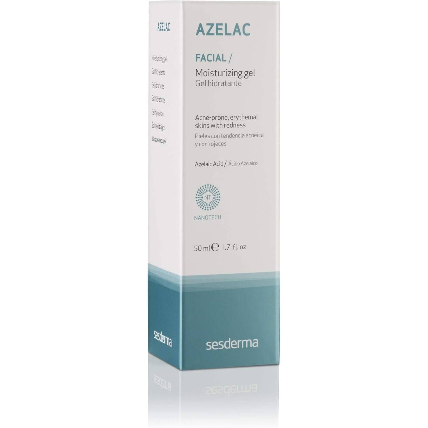 Sesderma Azelac Moisturizing gel - 50 ml | Daily Moisturiser for Sensitive Skin | Rosacea Skin | Oily Combination Skin | Redness | Green Pigment | Hides Redness | 50ml - Medaid International
