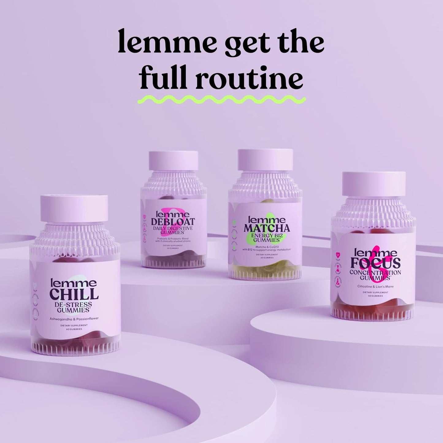 Lemme Chill Stress Relief Gummies with 300mg KSM-66 Ashwagandha, Lemon Balm, Passionflower & Goji to Support Relaxation, Healthy Cortisol & Sleep - Vegan, Gluten-Free, Non-GMO, Mixed Berry (60 Count) - Medaid