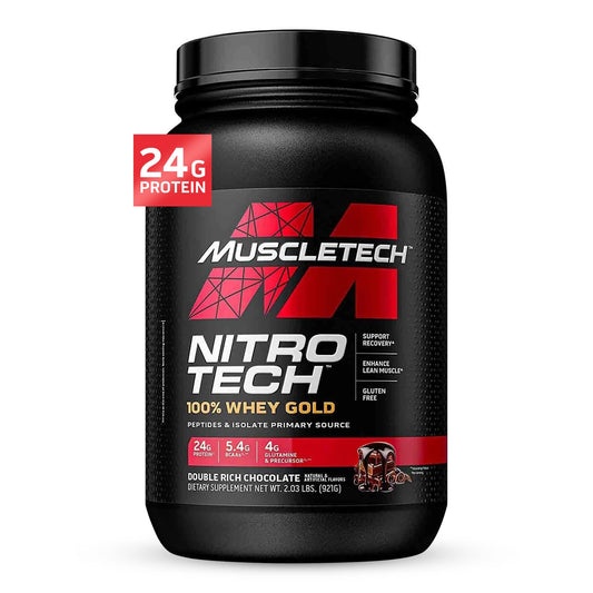 Whey Protein Powder , MuscleTech Nitro-Tech Whey Gold Protein Powder , Whey Protein Isolate Smoothie Mix , Protein Powder for Women & Men , Chocolate Protein Powder, 2 lbs (28 Serv)-package varies - Medaid International