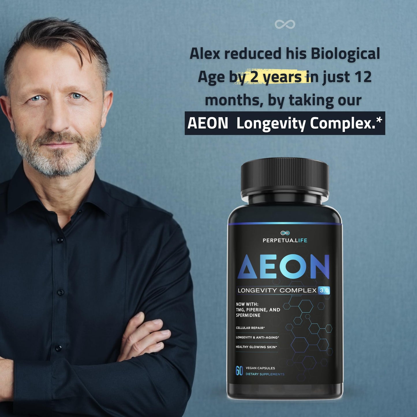 AEON Liposomal NAD+ Longevity Complex, with NAD+, NR, Resveratrol, Quercetin, Fisetin, L Theanine, TMG, EGCG, Spermidine, Astragalus, Anti-Aging Supplement, Vegan, 60 Capsules - Medaid International