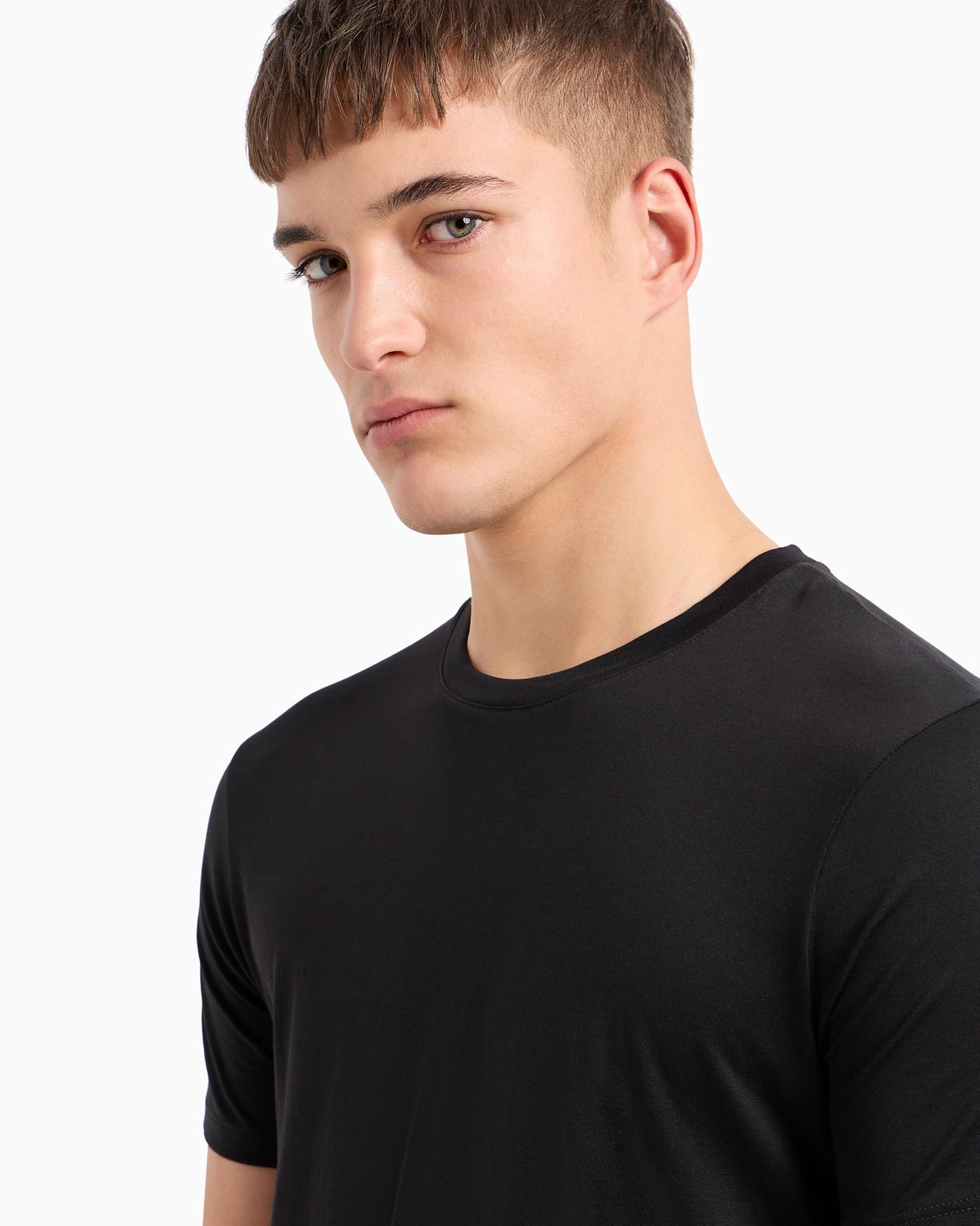 Armani Exchange Men's Solid Colored Basic Pima Crew Neck, Black, Medium - Medaid International
