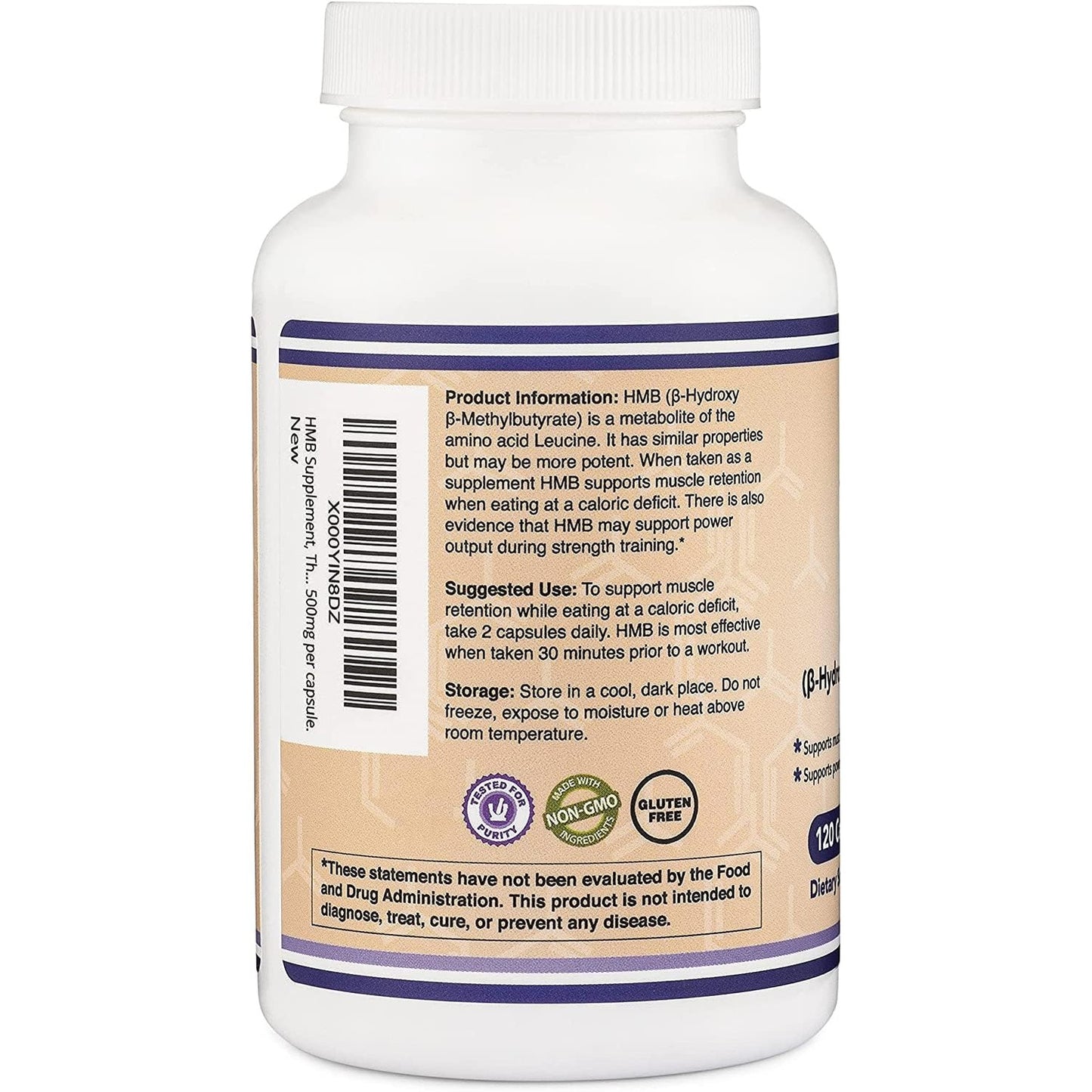 Double Wood Supplements HMB Supplement, Third Party Tested, Non-GMO, Gluten Free, 120 Capsules, 1000mg per Serving, 500mg per Capsule - Medaid International