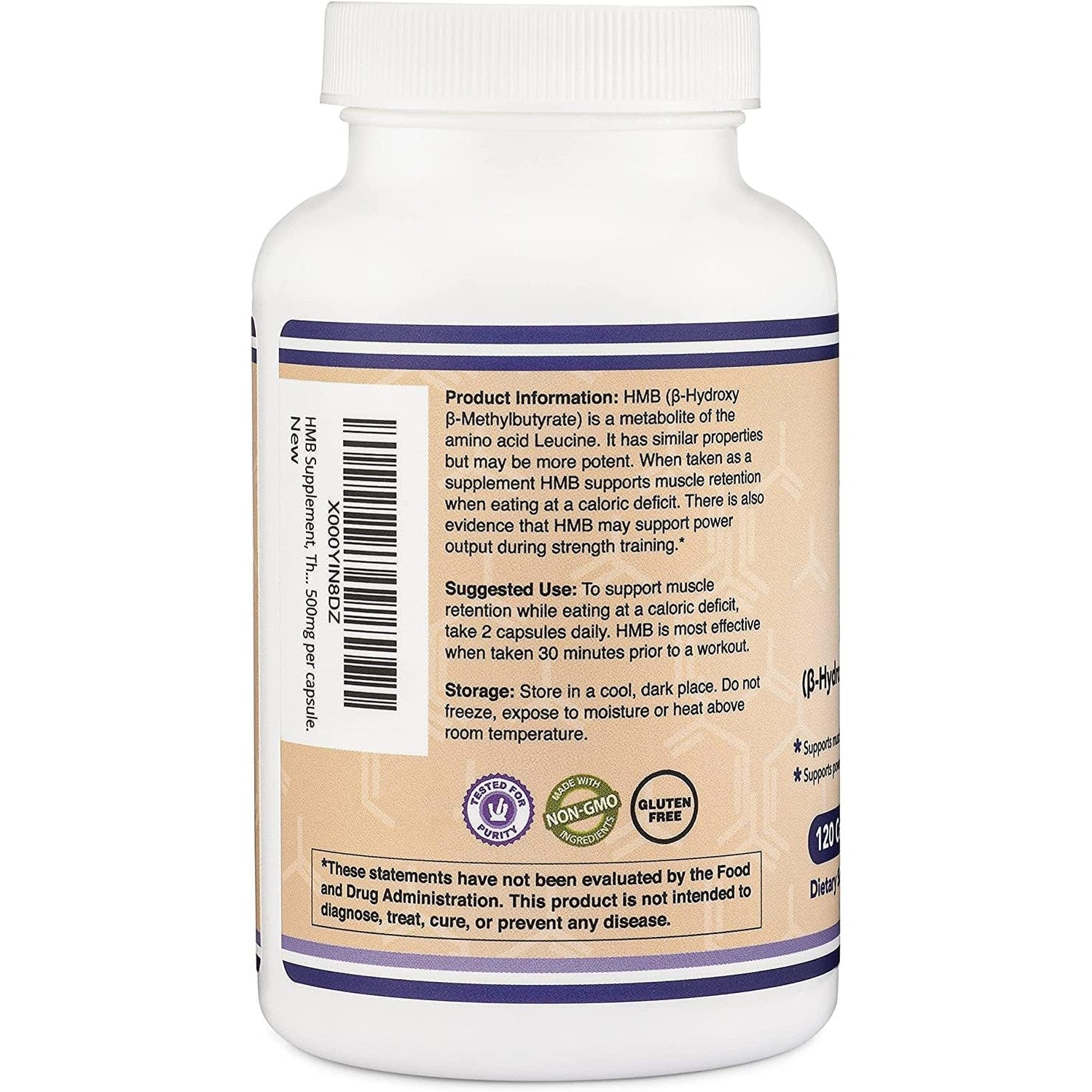Double Wood Supplements HMB Supplement, Third Party Tested, Non-GMO, Gluten Free, 120 Capsules, 1000mg per Serving, 500mg per Capsule - Medaid International