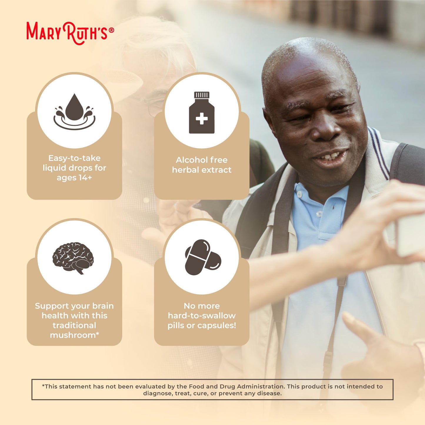 MaryRuth Organics Lions Mane Mushroom Supplement, Up to 1 Month Supply, Nootropic USDA Organic Lions Mane Extract Nervine Herbal Liquid Drops, Brain Health Non-GMO Vegan Alcohol Free Tincture, 1 Fl Oz - Medaid International