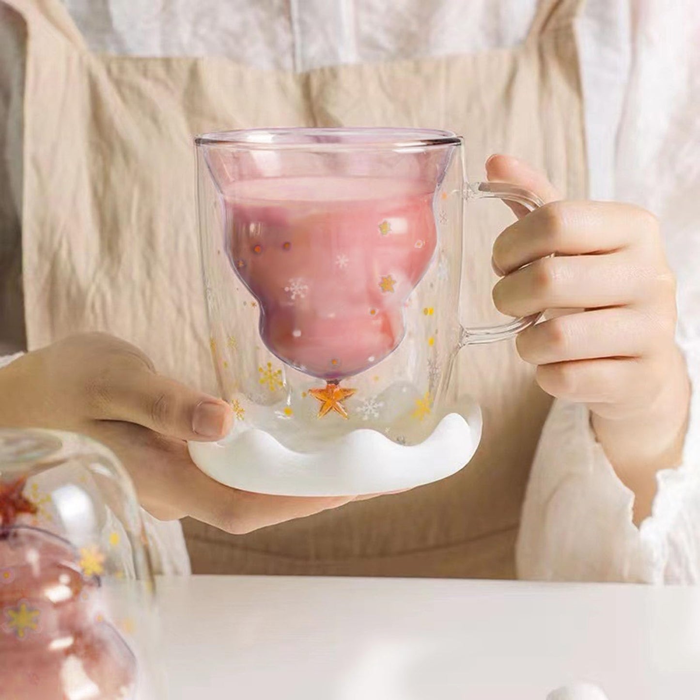 Binoster Cute Mugs Christmas Gifts Coffee Mug Double Walled Glass Mugs Milk Tea Espresso Cup Christmas Tree Decorations Christmas Funny Gifts for Women Men Kids Girls Her Best Friend(Pink) - Medaid International