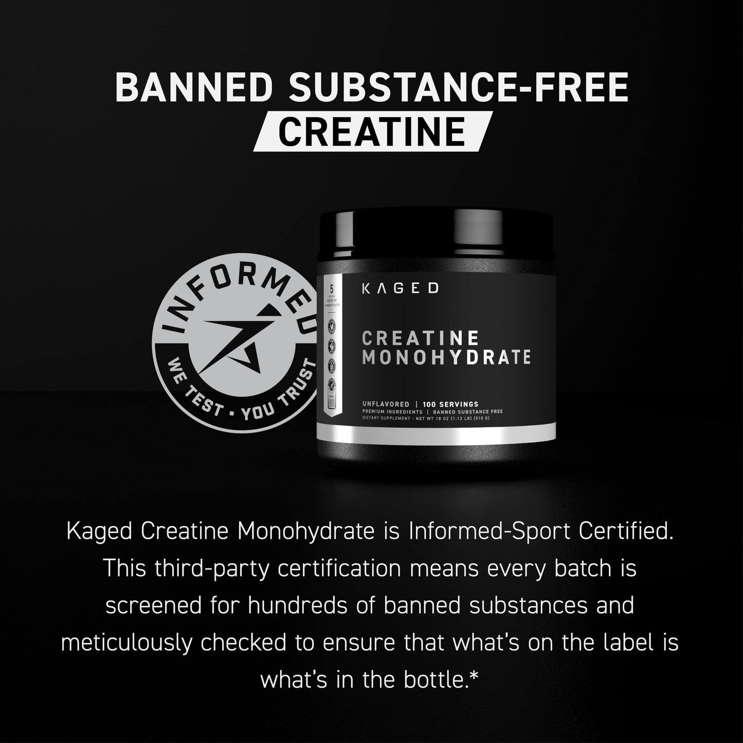 Kaged Creatine Monohydrate Micronized Powder | Unflavored | Muscle Building & Recovery | 5000 mg Per Serving | Vegan, Gluten Free, Easily Digestible | Supplements for Men & Women | 100 Servings - Medaid International