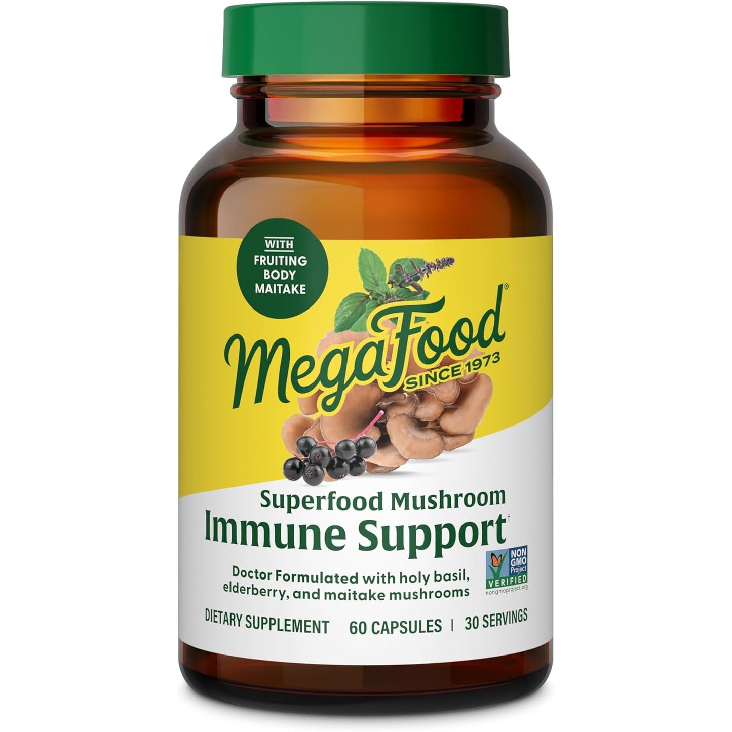 MegaFood Superfood Mushroom Stress Relief-Reishi Mushroom Supplement-Clinically Studied KSM-66 Ashwagandha-Vegan-60 Caps,30 Serve-1 Month Supply - Medaid International