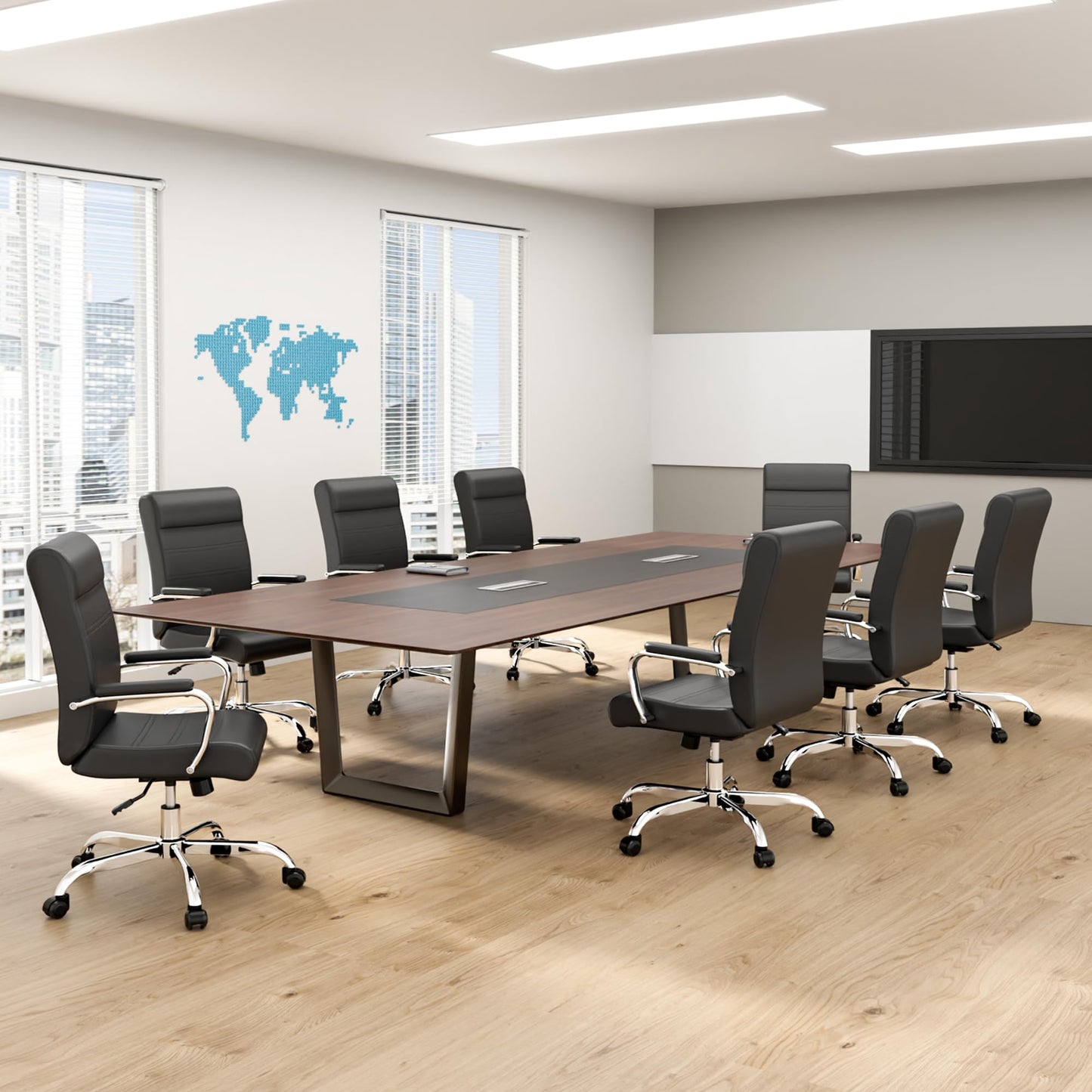 BOWTHY Office Desk Chair,Modern Leather Conference Room Chairs,High Back Ergonomic Home ofiice Chair,Adjustable Height Swivel Executive Computer Chair with Padded Seat and Armrest - Medaid International