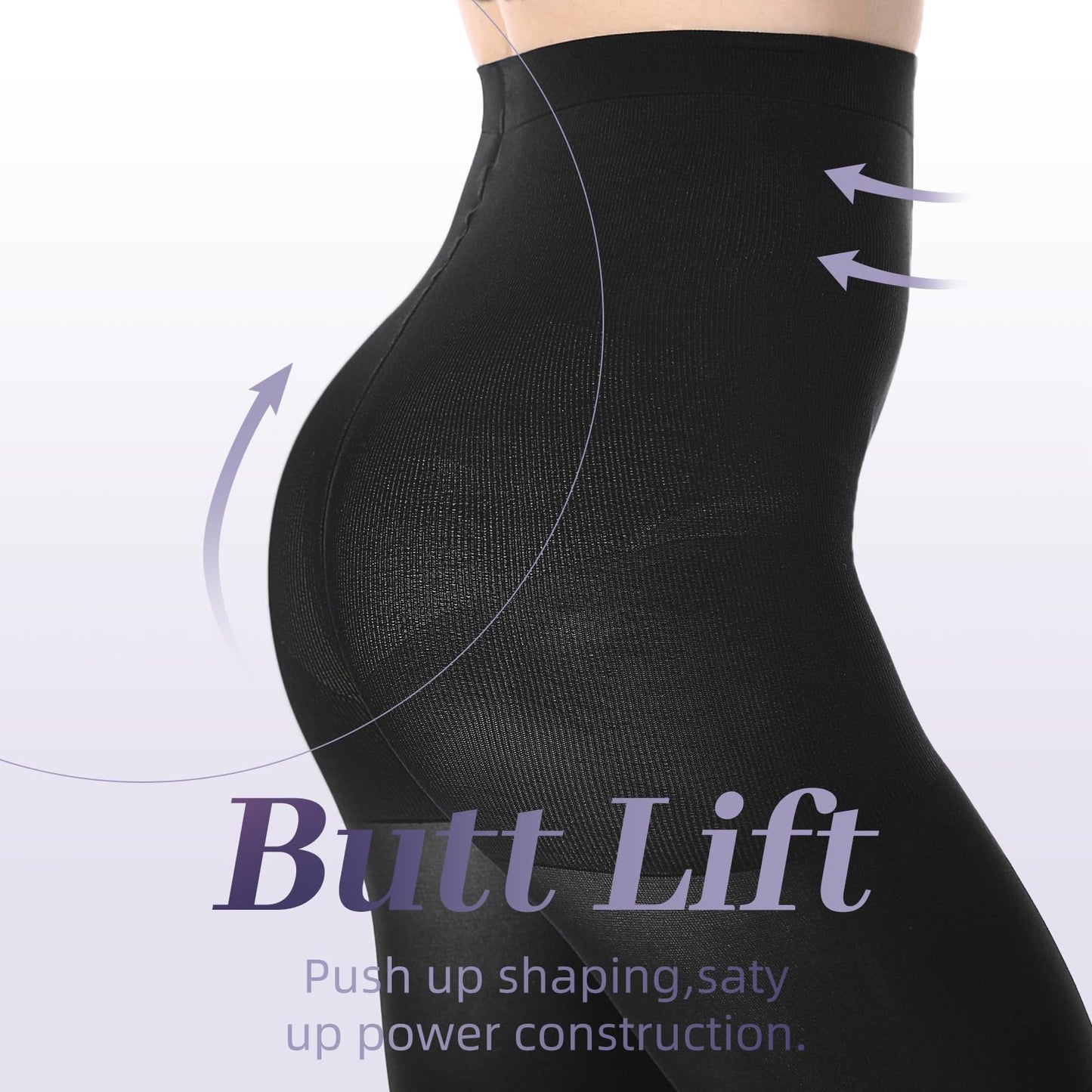 MANZI 2 Pairs Women's Run Resistant Control Top Panty Hose Opaque Tights, X-Large, Black - Medaid International