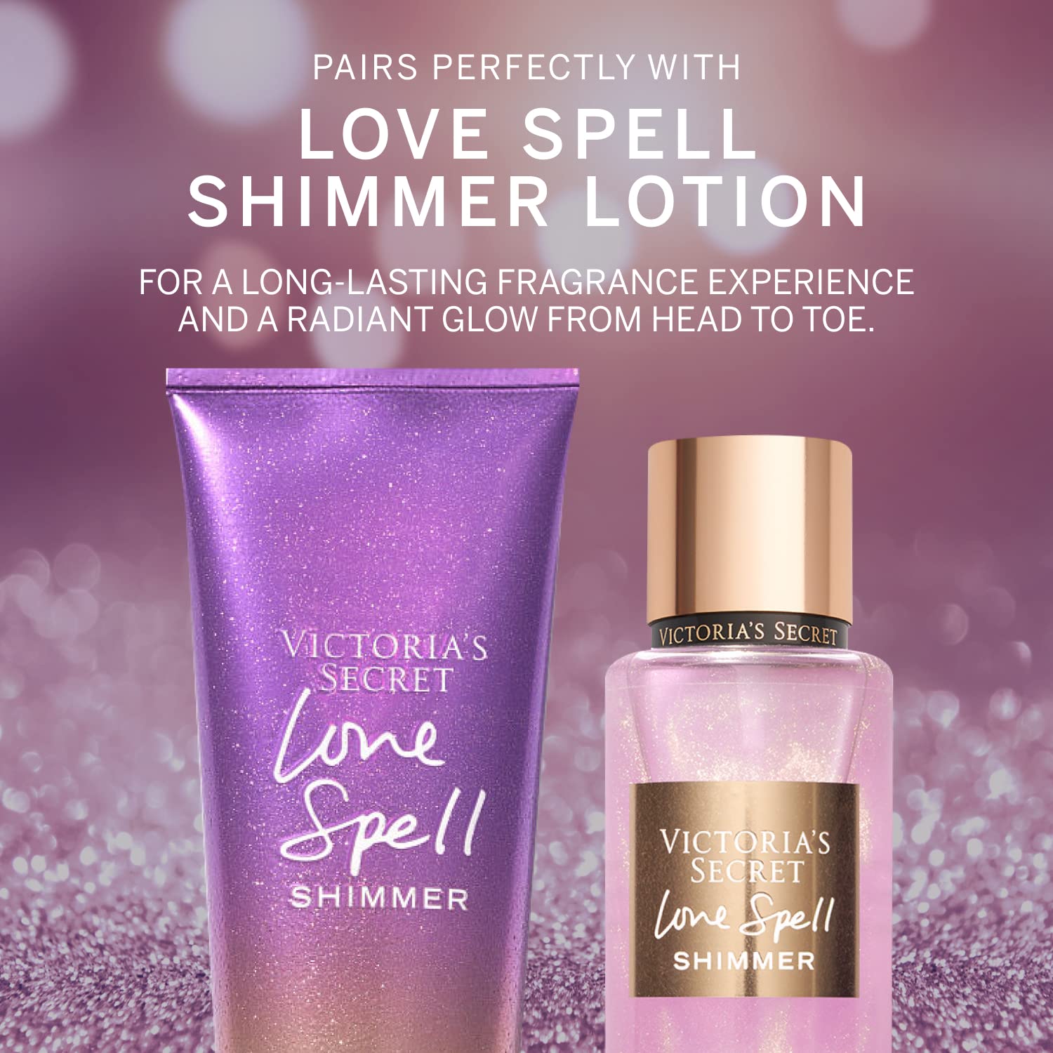 Victoria's Secret Love Spell Shimmer Mist, Body Spray for Women, Notes of Cherry Blossom and Fresh Peach Fragrance (8.4 oz) - Medaid International