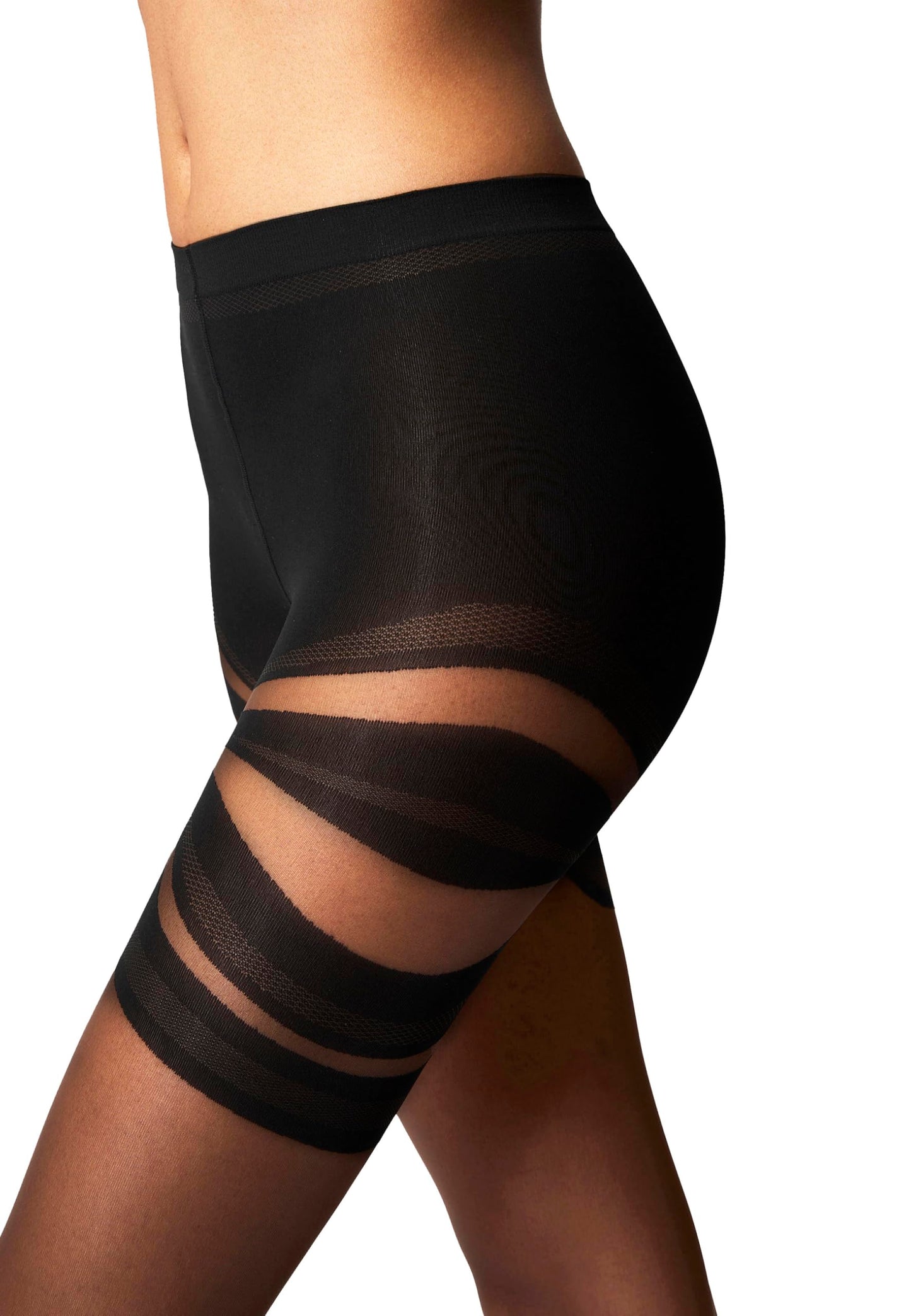 Wolford Venus Tights For Women 20 Denier Sheer-Opaque Matte Pantyhose with Dynamic Line Design Soft Waistband Circular Knit fairly light black Large - Medaid International