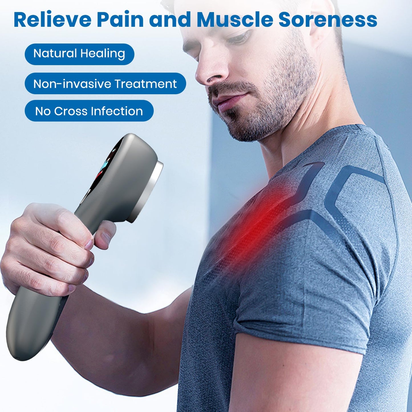 Handheld Red Light Therapy with Stand, Infrared Light Therapy Device for Body, Portable Cold Red Light Machine for Muscle and Joint Pain(4 * 808nm+14 * 650nm) - Medaid International