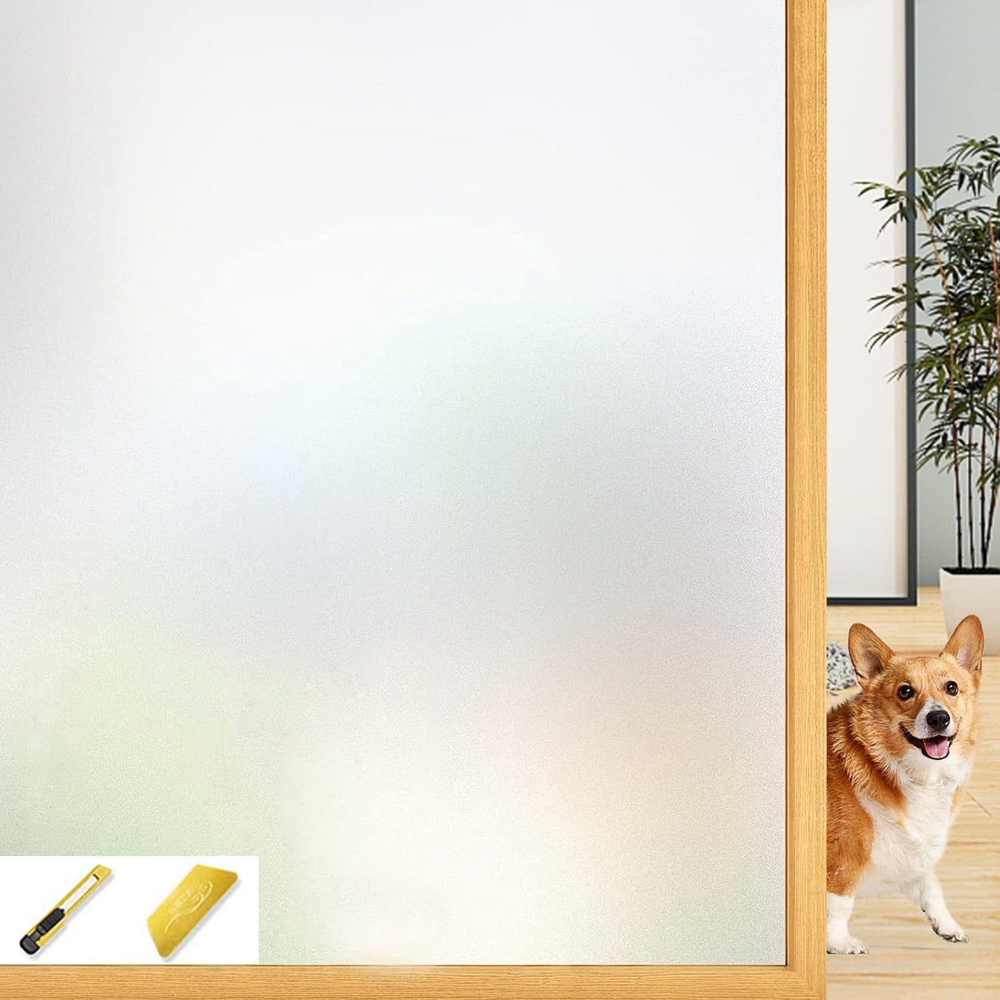 MostNow Frosted Window Privacy Film - Non Adhesive Static Cling Glass Stickers Sun UV Blocking Heat Control Door Covering Decals for Home Office, 50x500cm (3D Scale) - Medaid International