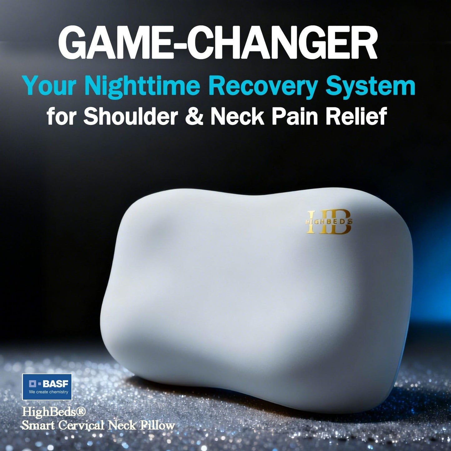 HighBeds Cervical Neck Pillow for Neck Pain Relief- Memory Foam Pillow for Side and Back Sleepers, BASF Support with Ergonomic Pillow - Medaid International