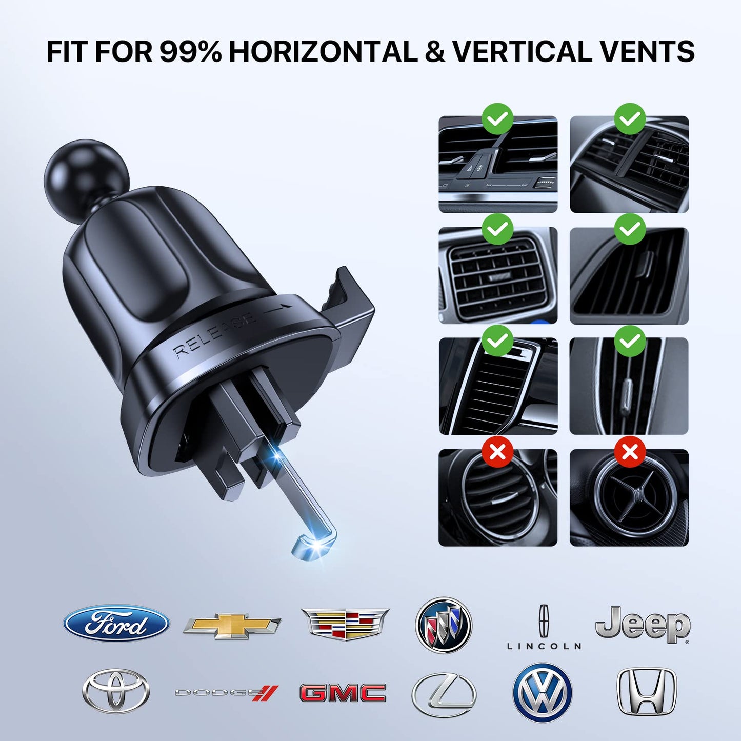Miracase Upgraded-2nd Generation Universal Phone Holders for Your Car, 3 in 1 Air Vent Car Phone Holder Mount Compatible with iPhone 17/16/15/14/13/12/11 Series and All Phones - Medaid International