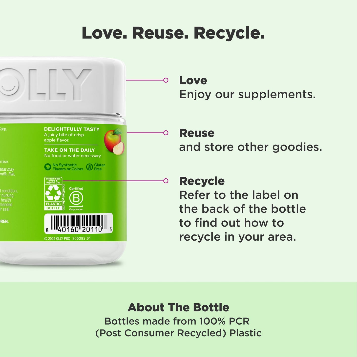 OLLY Metabolism Gummy Rings, Apple Cider Vinegar, Vitamin B12, Chromium, Energy and Digestive Health, Chewable Supplement, Apple Flavor - 30 Count - Medaid International