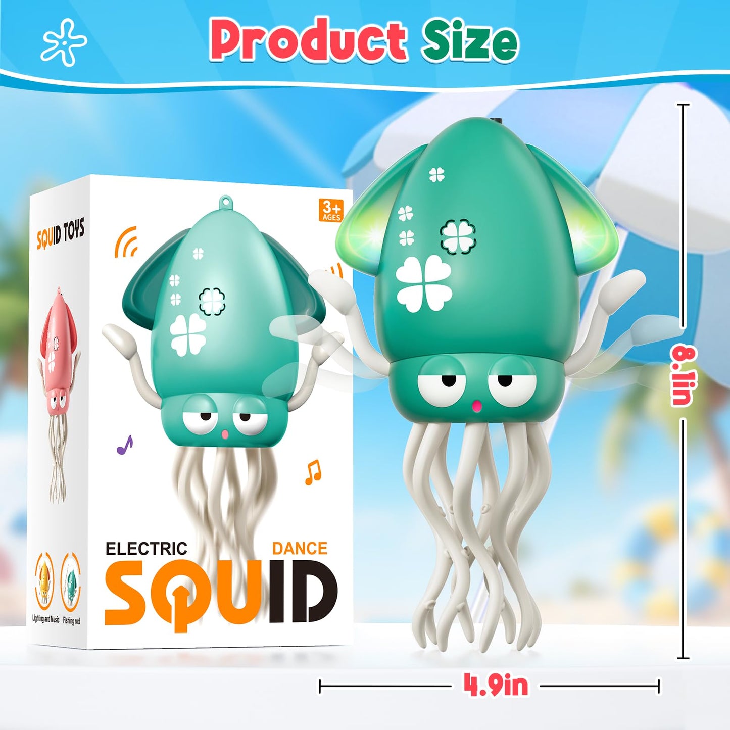 Dancing Octopus Baby Toy, Electric Crawling Octopus Tummy Time Toy, Rechargeable Magic Dancing Music Squid Baby Toys for 3 4 5 Year Old Kids Boy Girl Birthday Gifts Christmas Stocking Stuffers(Green) - Medaid International