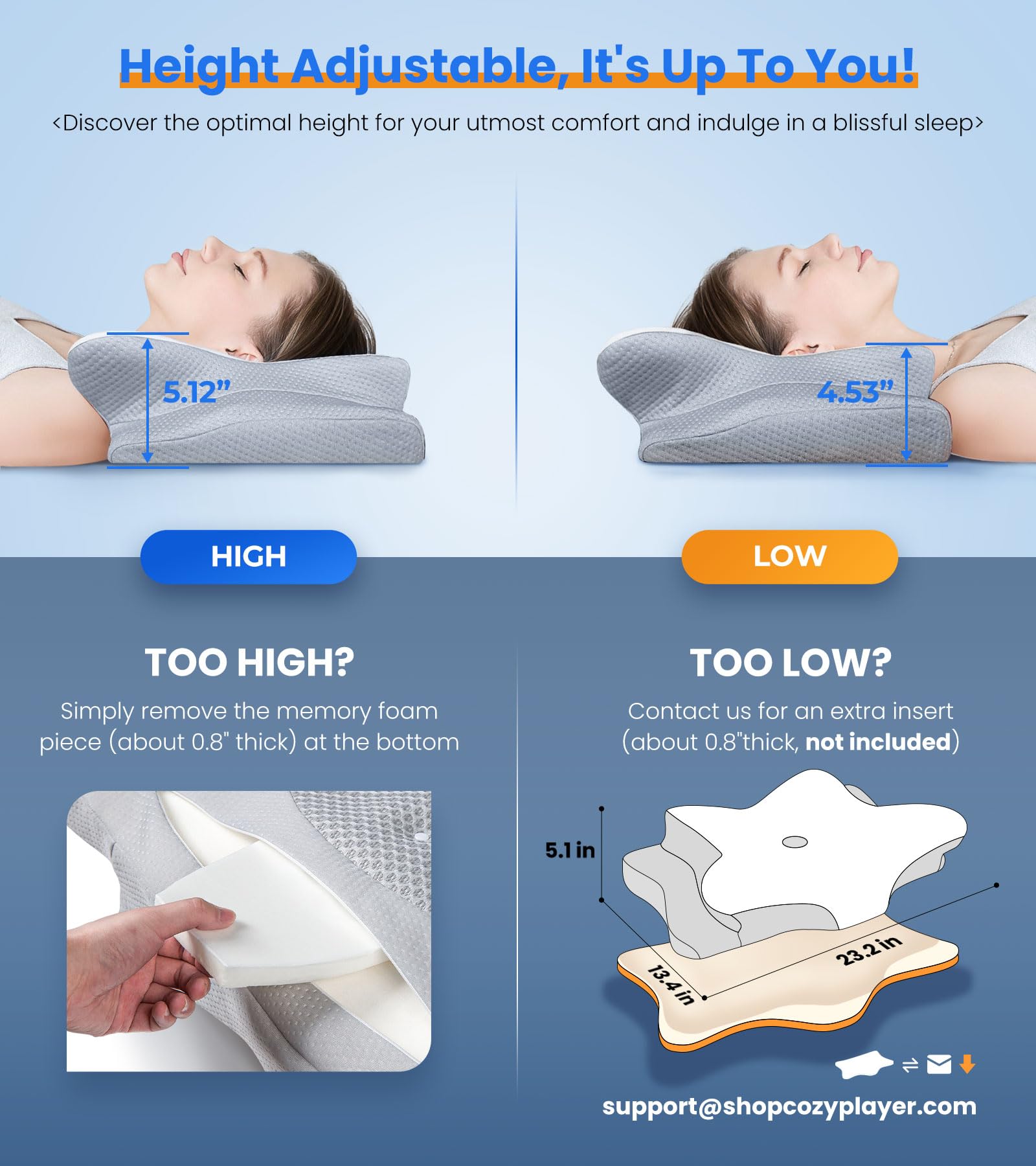 Ultra Pain Relief Cooling Pillow for Neck Support, Adjustable Cervical Pillow Cozy Sleeping, Odorless Ergonomic Contour Memory Foam Pillows, Orthopedic Bed Pillow for Side Back Stomach Sleeper - Medaid International
