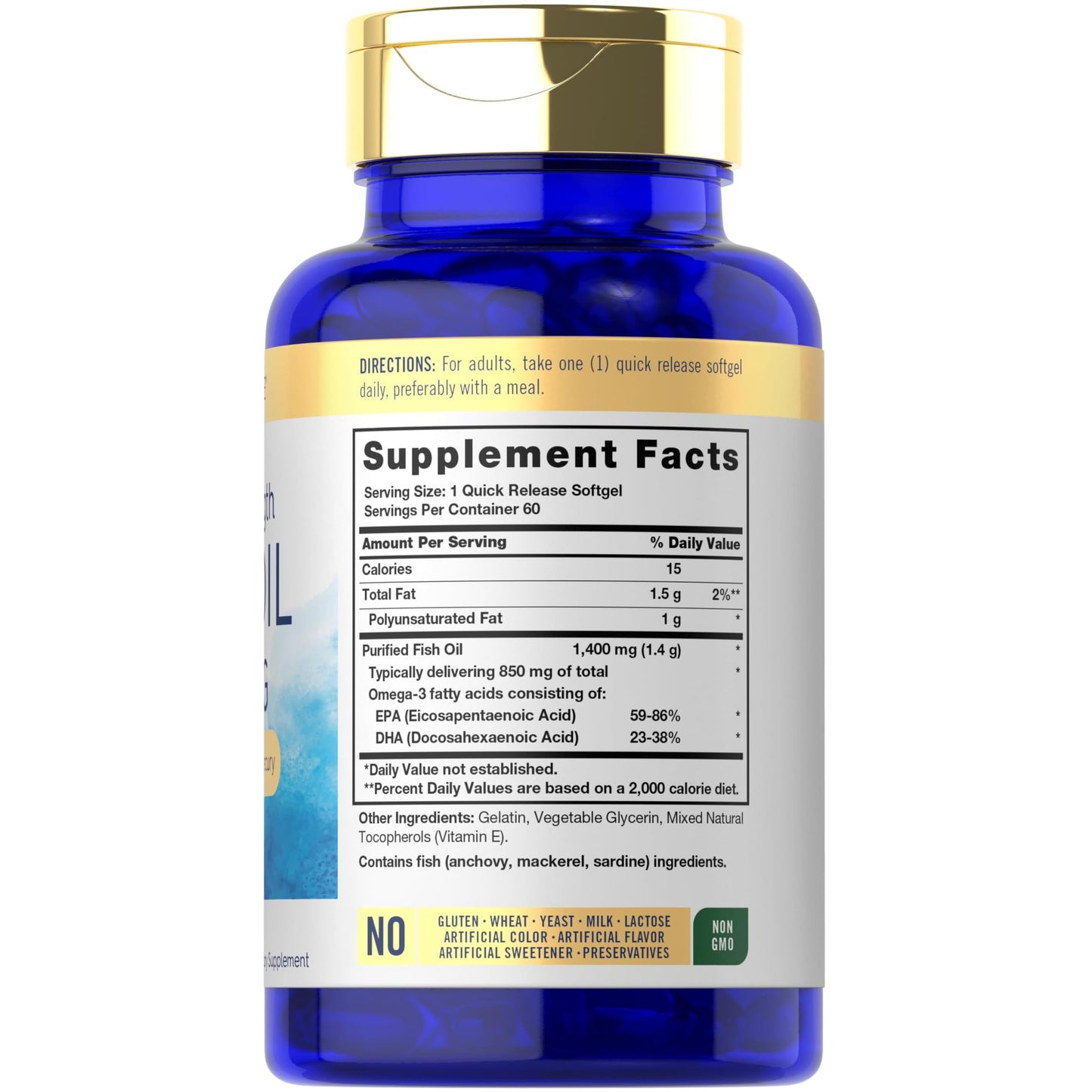 Carlyle Triple Strength Omega 3 Fish Oil | 1400mg | 60 Softgels | Non-GMO, Gluten Free Supplement - Medaid International