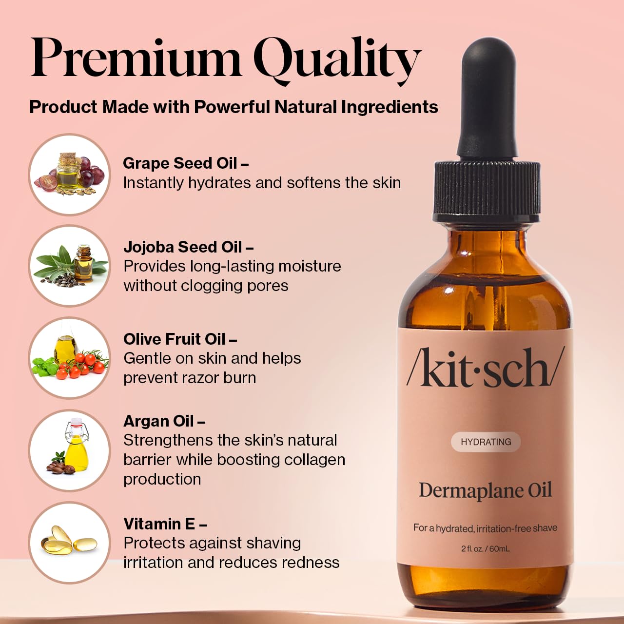 Kitsch Dermaplane Face Oil with Jojoba & Argan Oil β Hydrating Facial Formula for Dermaplaning Tool, Gua Sha & Razor Use β Irritation-Free Shave Oil for Soft, Radiant Skin β 2oz - Medaid International