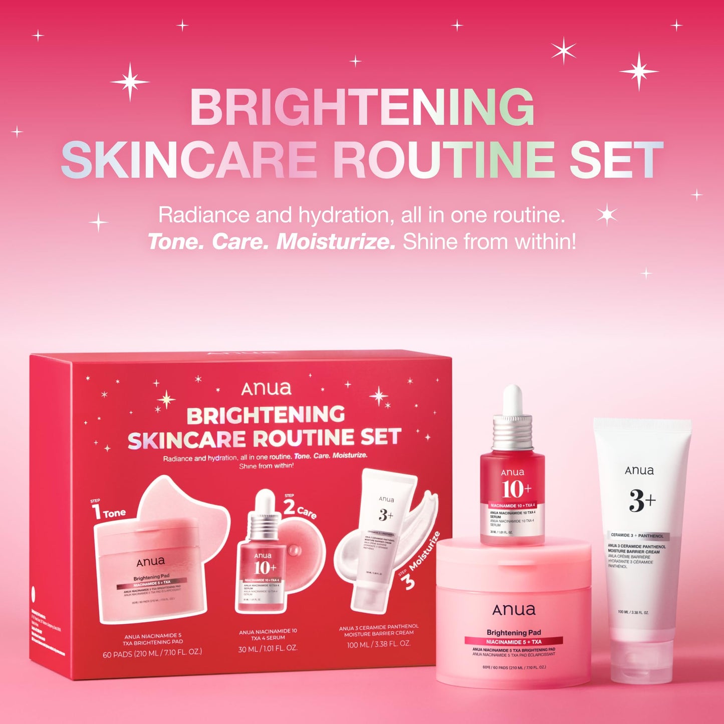 ANUA BRIGHTENING Niacinamide Skincare Routine Set (Amazon Exclusive Set), Niacinamide Serum & Toner Pad & Face Moisturizer, Skin clarity, Moisture barrier for Daily care, Korean Skincare Set - Medaid International