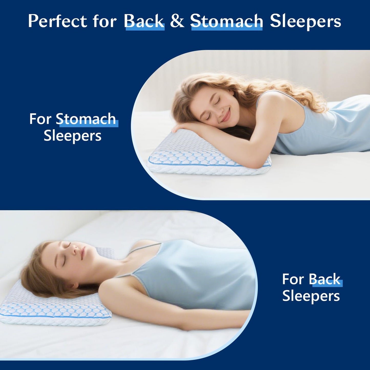 Iwacool Thin Pillow for Sleeping, Cooling Gel Flat Pillow for Stomach and Back Sleepers, Ultra Slim Stomach Sleeping Pillows for Shoulder Neck Pain Relief, Low Profile Memory Foam Pillows 2.25-inches - Medaid International