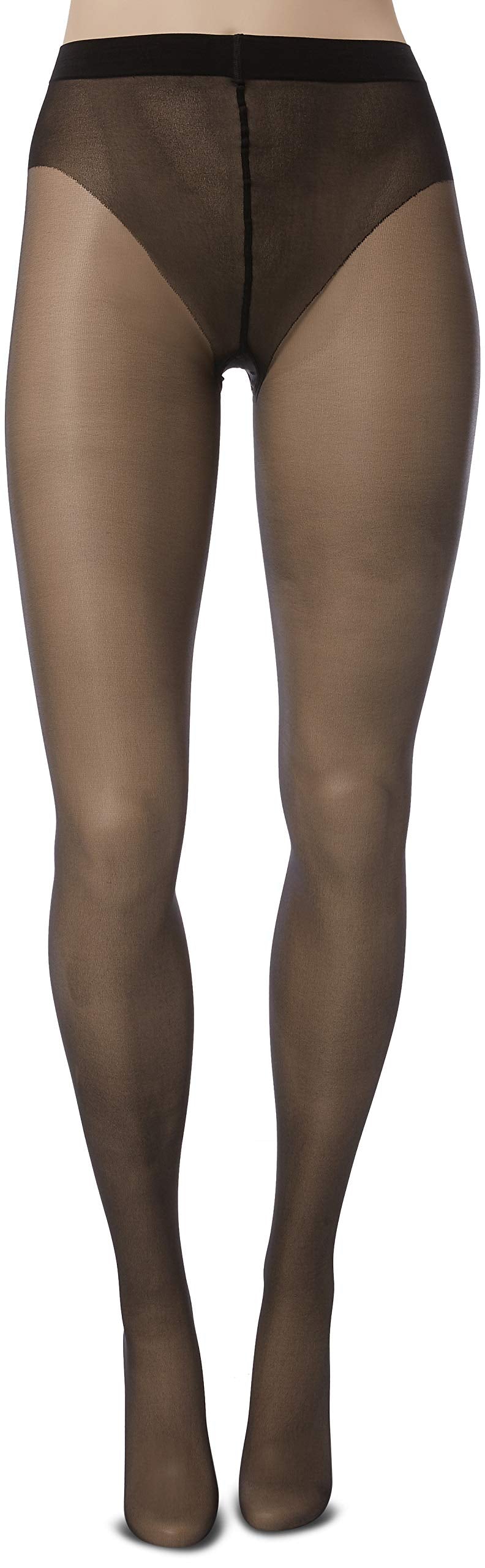 Wolford Luxe 9 Denier Ultra-Sheer Tights for Women Invisible Sandal Toe Elastane-Free Leg Soft Knitted Waistband with Logo Black Medium - Medaid International