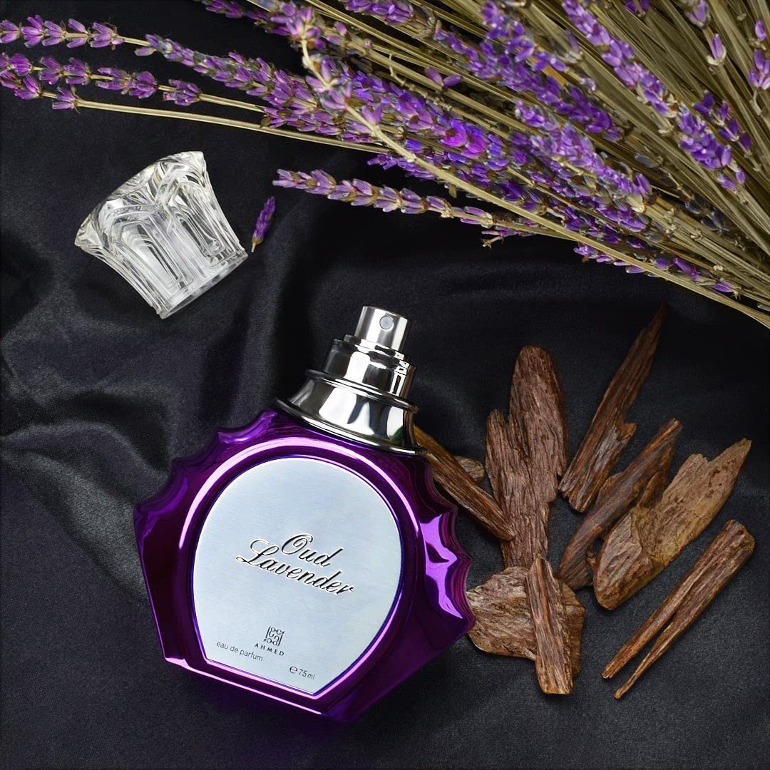 AHMED Oudh Lavender 75mL Oriental Fragrance with Bold, Fresh, Luxurious and Sensual Versatile Oudh Leather Accords by Al Maghribi Arabian Perfumes Dubai - Medaid International