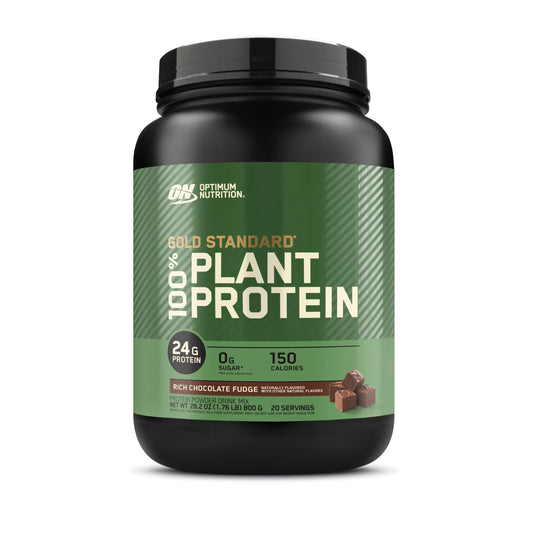 Optimum Nutrition Gold Standard 100% Plant Based Protein Powder, Gluten Free, Vegan Protein for Muscle Support and Recovery with Amino Acids - Rich Chocolate Fudge, 20 Servings (Packaging May Vary) - Medaid International