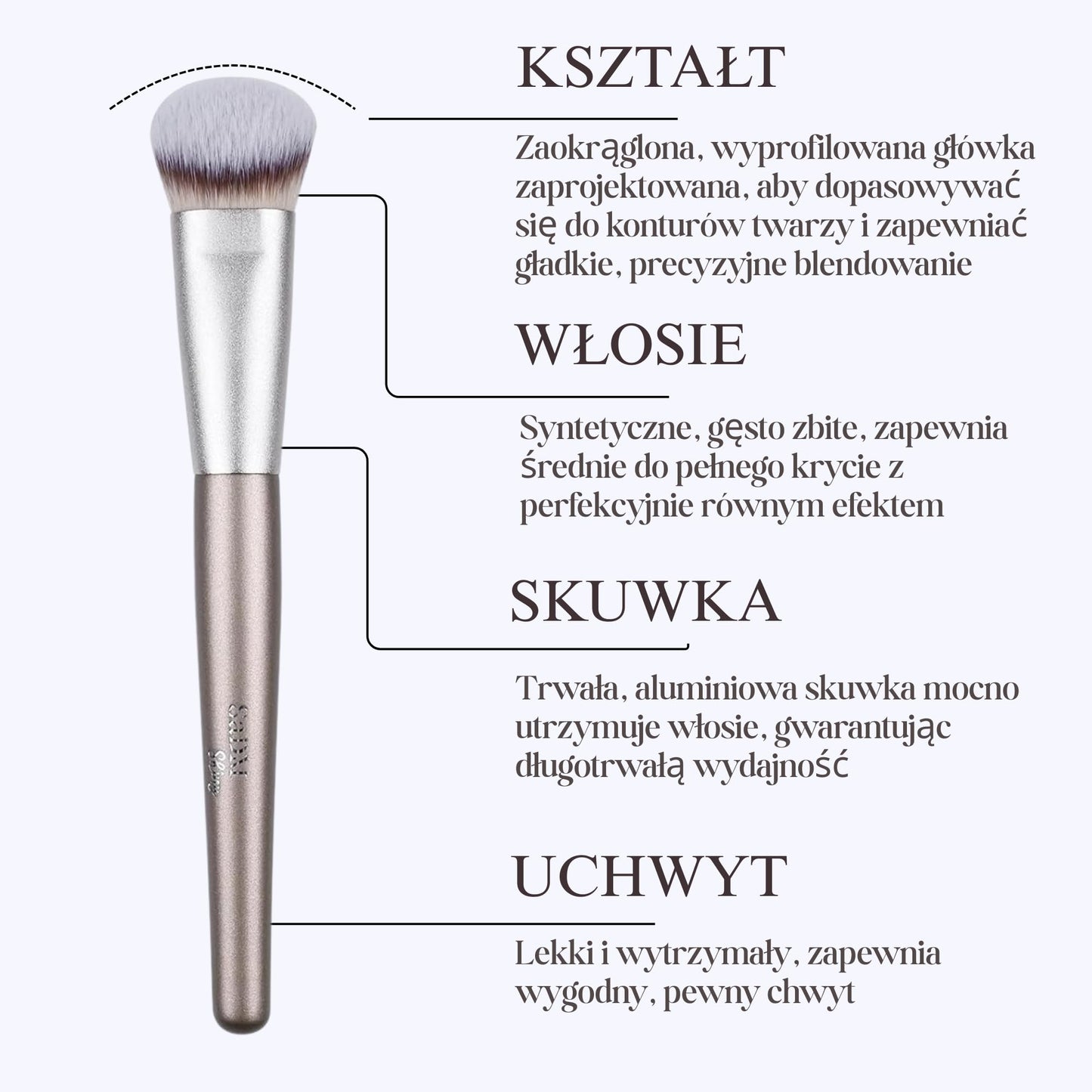Contoured Makeup Brush - Foundation Blender Brush for Powder, Cream, Contour, Bronzer, Blush Blending & Highlighter - Professional Make Up Brush - Full Face Makeup Brush - Vegan & Cruelty Free - Medaid International