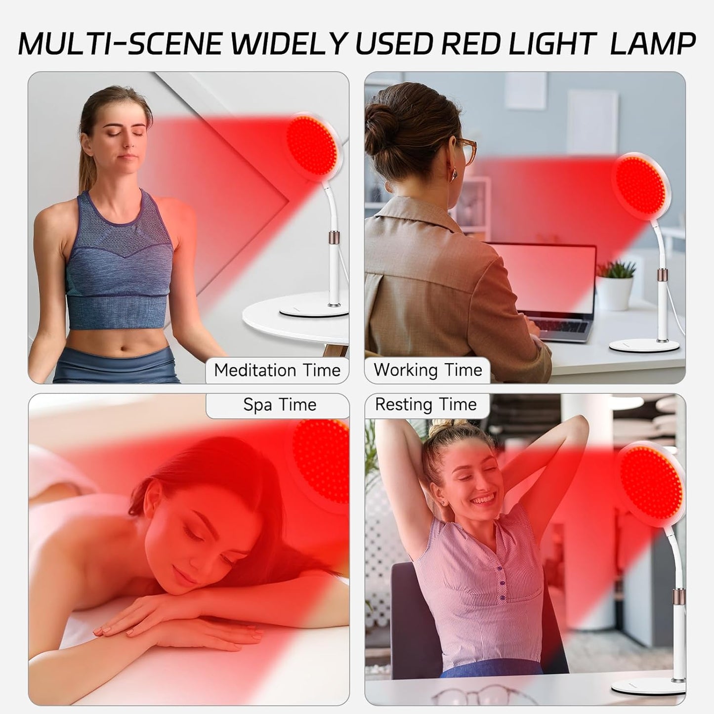 Red Light Lamp, 660nm Red Light Therapy Lamps with Base, Dimmable & Adjustable Height & 10/30/45Min Timer, 140LEDs Infrared Lamp for Home, Office - Medaid International