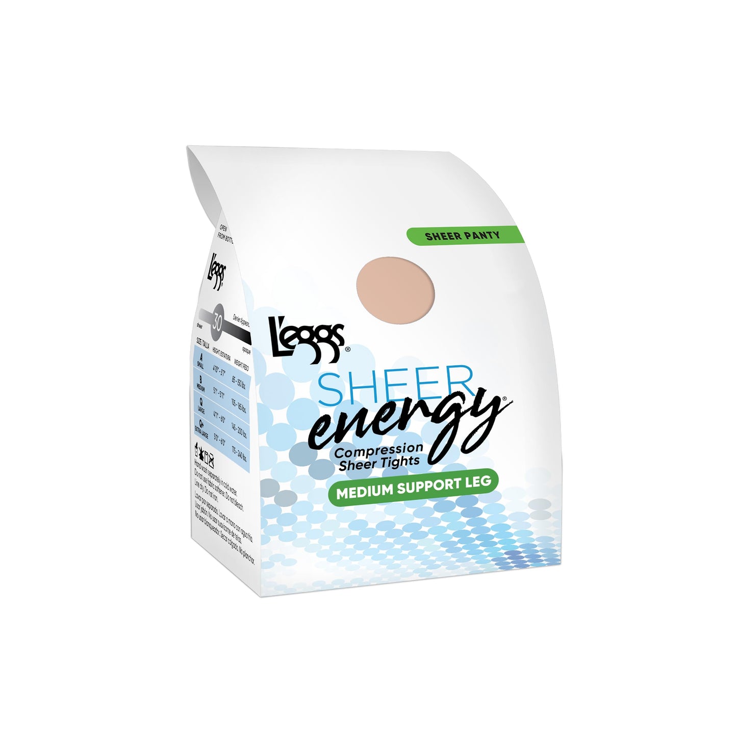 L'eggs Sheer Energy Standard-Panty Sheer Toe Nylon Pantyhose, Suntan, Size B (Pack of 1) - Medaid International