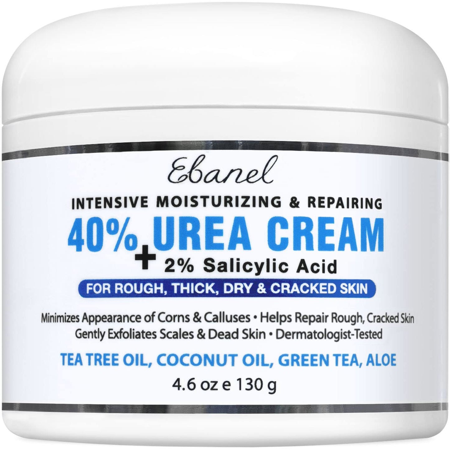 Ebanel Urea Cream 40% plus Salicylic Acid 2%, Foot Cream for Dry Cracked Heels Feet Knees Elbows Hands, Foot Dead Skin Cuticle Callus Remover Toenail Softener, Keratolytic Skin Barrier Repair Cream - Medaid International