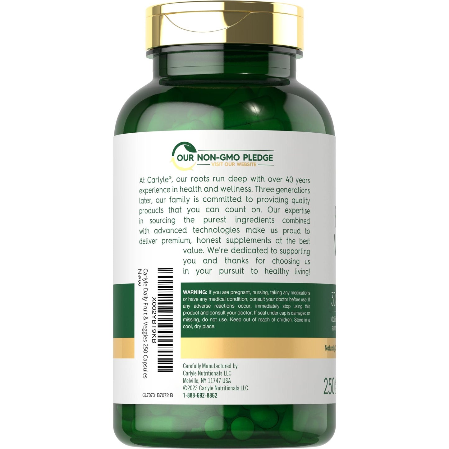Carlyle Fruits and Veggies Supplement | 250 Capsules | Made with 30 Fruits and Vegetables | Vegetarian, Non-GMO, Gluten Free Superfood Formula - Medaid International
