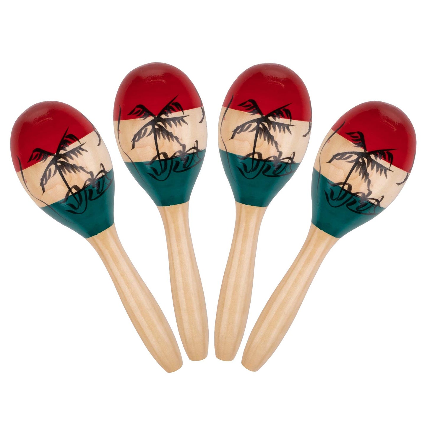Foraineam 4 Pack Wood Maracas Musical Painted Wooden Maraca Hand Percussion Instrument - Medaid International