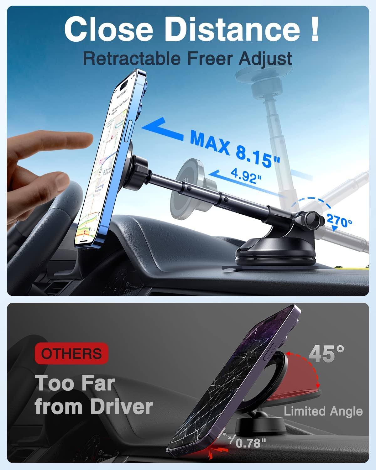 【2025 Military-Grade】VANMASS for MagSafe Car Mount【Upgraded Strongest Magnetic&Suction】Phone Holder Cell Stand for Dashboard Windshield Vent,Tesla Truck Cradle for iPhone 17 Pro Max 16 15 14 13 12 Air - Medaid International