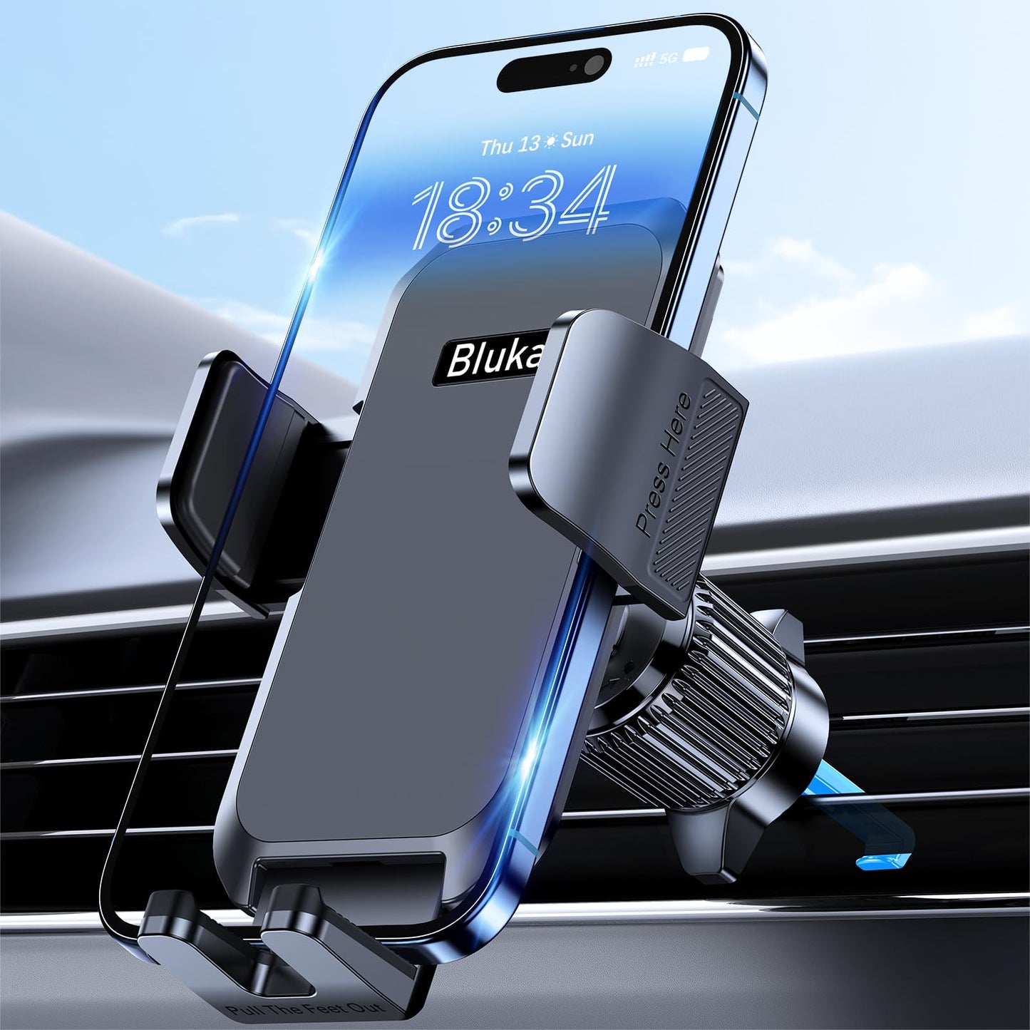 Car Phone Holder Mount, Super Stable Air Vent Cell Phone Car Mount with 2025 Metal Hook Clip, 360° Rotation,One Button Release for iPhone, Galaxy, Google, and All Other Smartphones - Medaid International