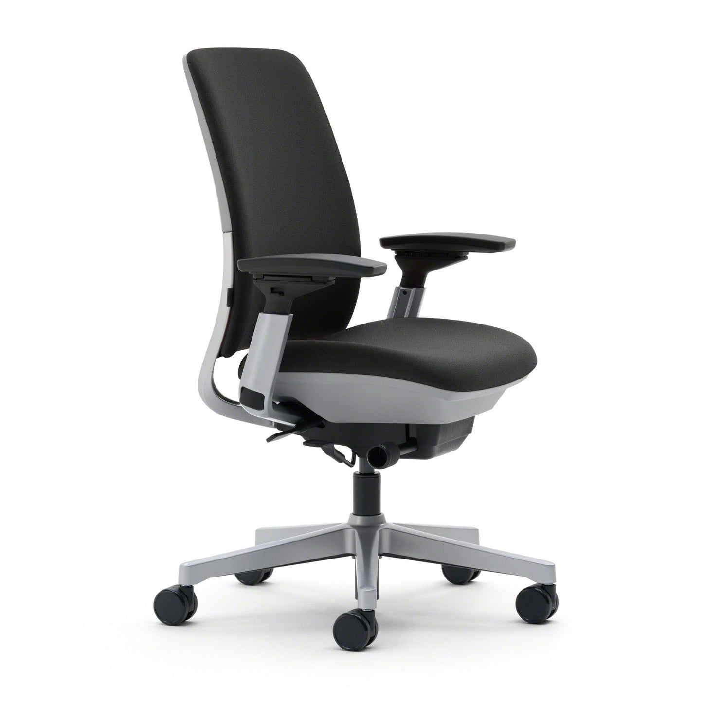 Steelcase Amia Ergonomic Office Chair with Adjustable Back Tension and Arms | Flexible Lumbar with Sliding Seat | Black Frame and Buzz2 Black Fabric - Medaid International